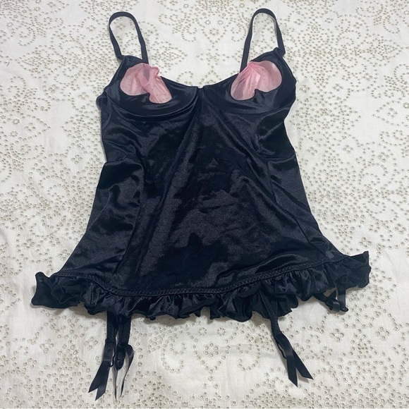 VICTORIA’S Secret mesh cutout black satin bustier size M - Picture 3 of 14